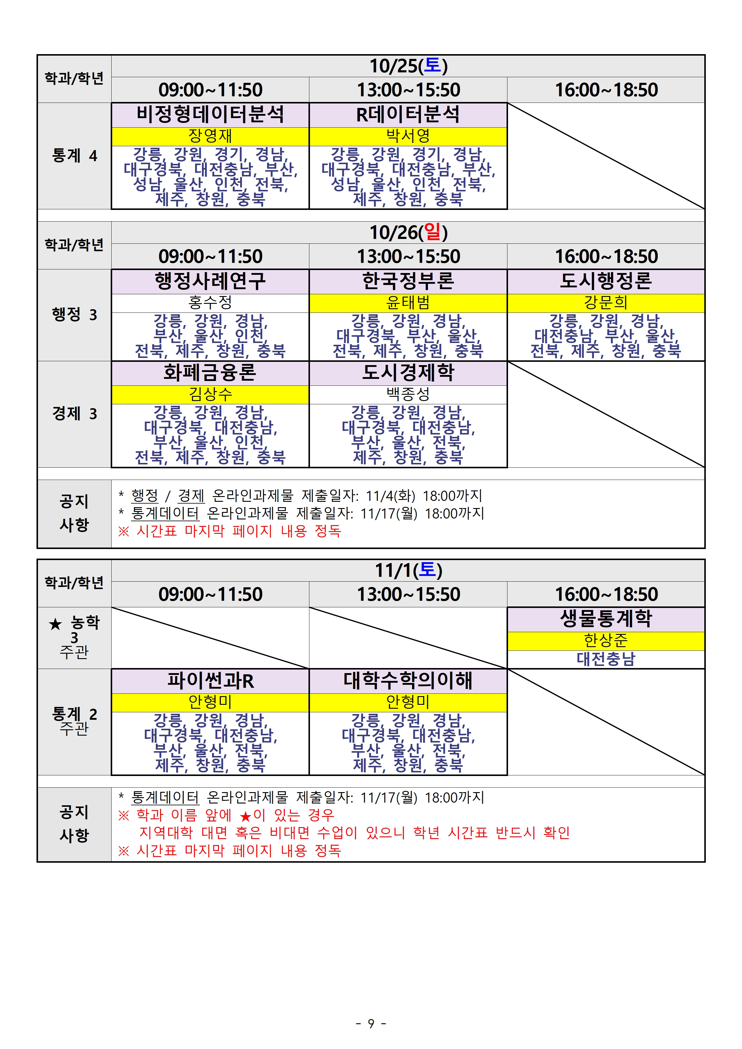[광주전남] 2025.2학기 출석수업 시간표(지역통합)009.jpg