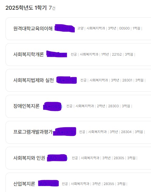 4학년 1학기 수강신청 이렇게 하면 사회복지사2급 받는데 지장없을까요?